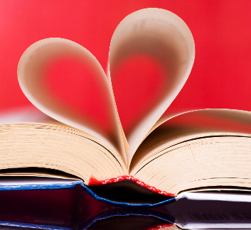 Photo of book pages folded into a heart