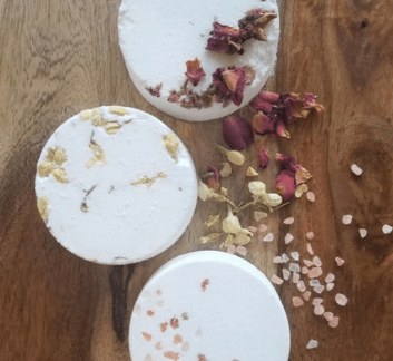 Image of bath bombs on wooden table
