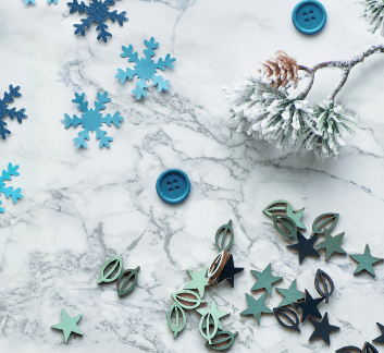 Image of snowflake crafts and buttons