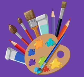 Cartoon image of crafting supplies.