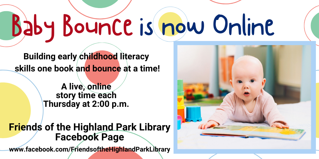 Photo of a baby with a book for Baby Bounce Story Time